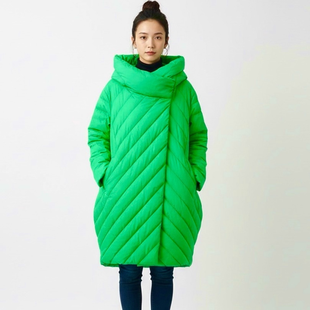 Kelly Green Duck Down Cocoon Puffer Coat Size Asian L ( MP)